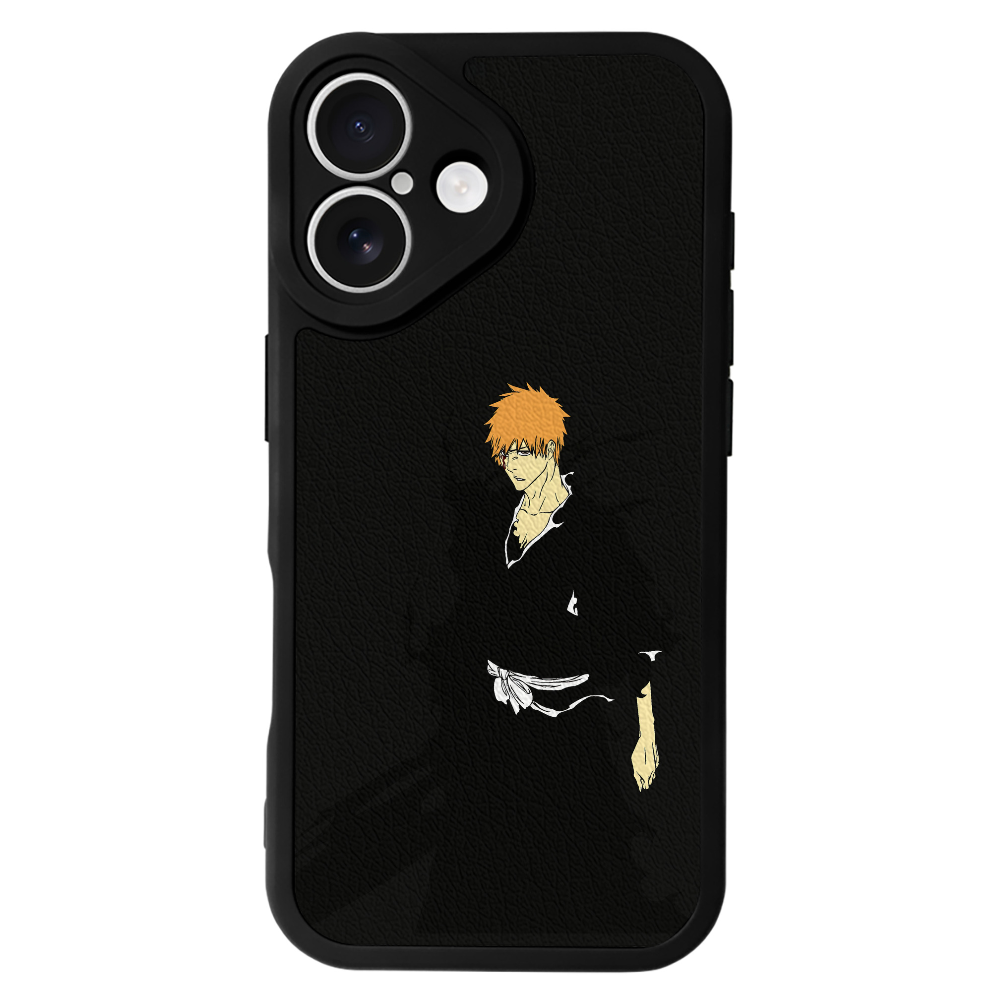 （画像用） ブリーチ 黒崎一護（くろさき いちご）BLEACH Kurosaki Ichigo 【iPhone 16シリーズ対応】シリコンスマホケース（レザー調） 材質：シリコン